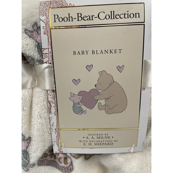 NEW Winnie the Pooh Bear Collection Plush Baby Blanket Piglet Cream Tan 30x40 - Picture 2 of 4